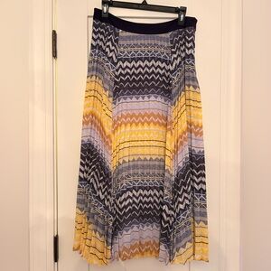 Ted Baker Pleated Blue and Yellow Maxi Skirt